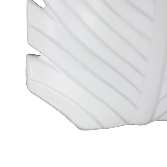 15" White Ceramic Palm Leaf Vase